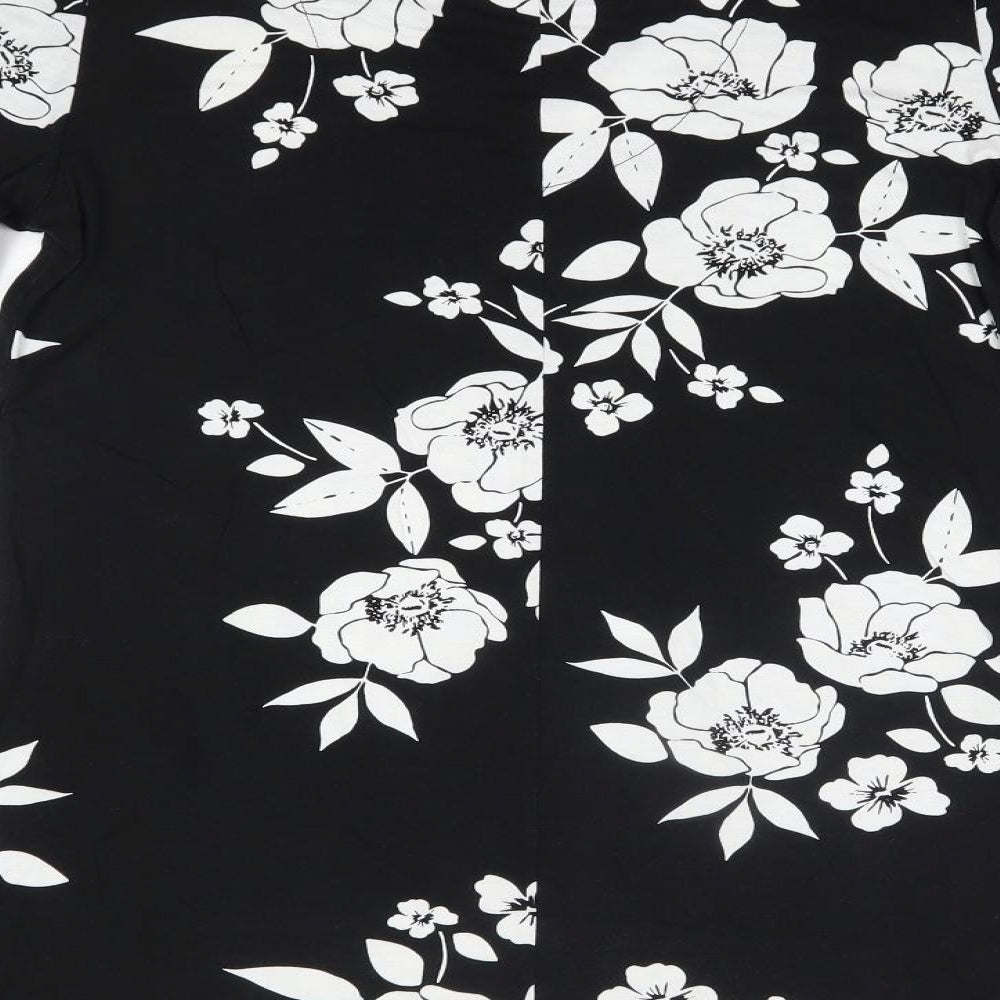 George Womens Black Floral Viscose Basic Blouse Size 10 V-Neck