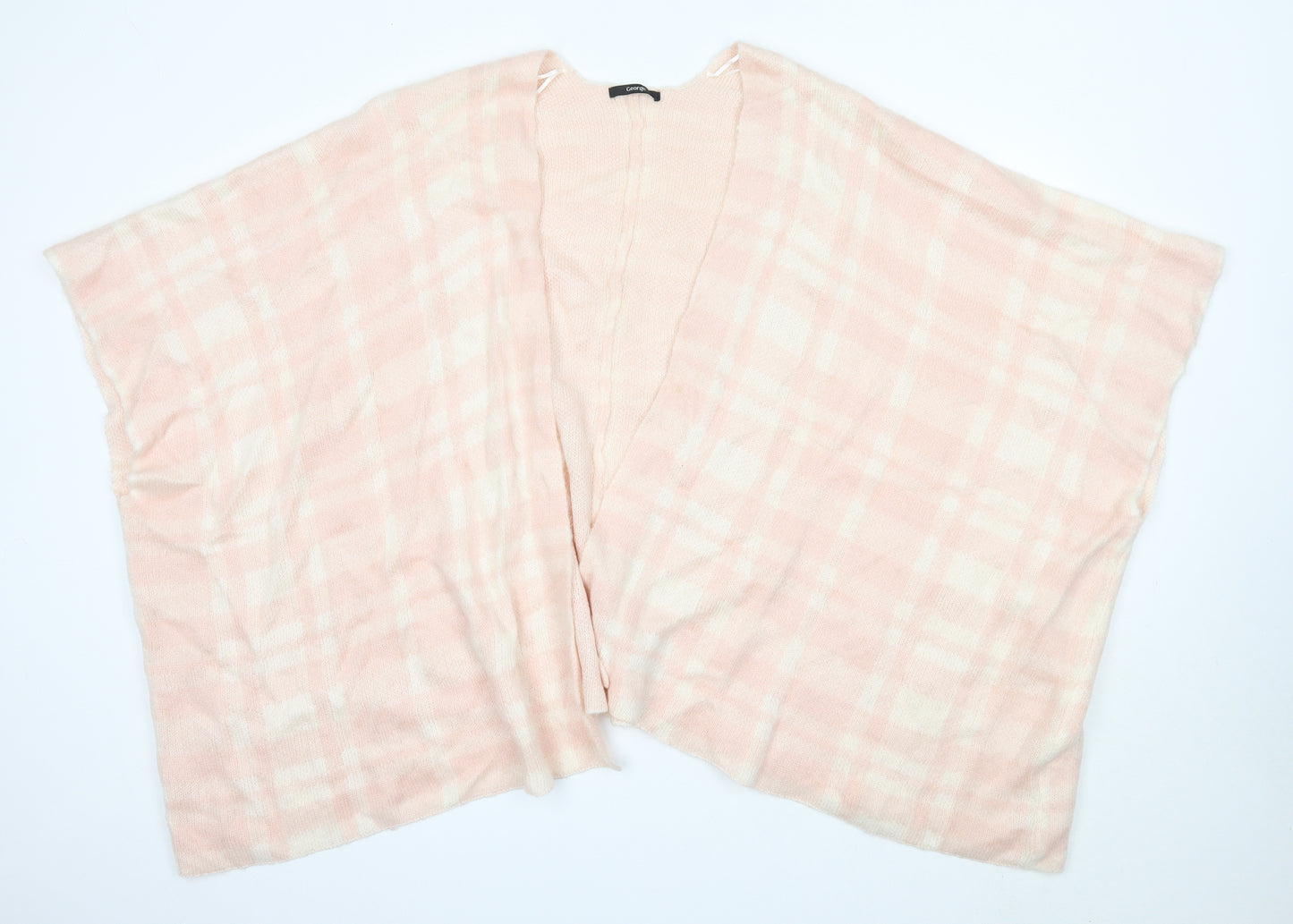 George Womens Pink V-Neck Check Acrylic Cardigan Jumper One Size