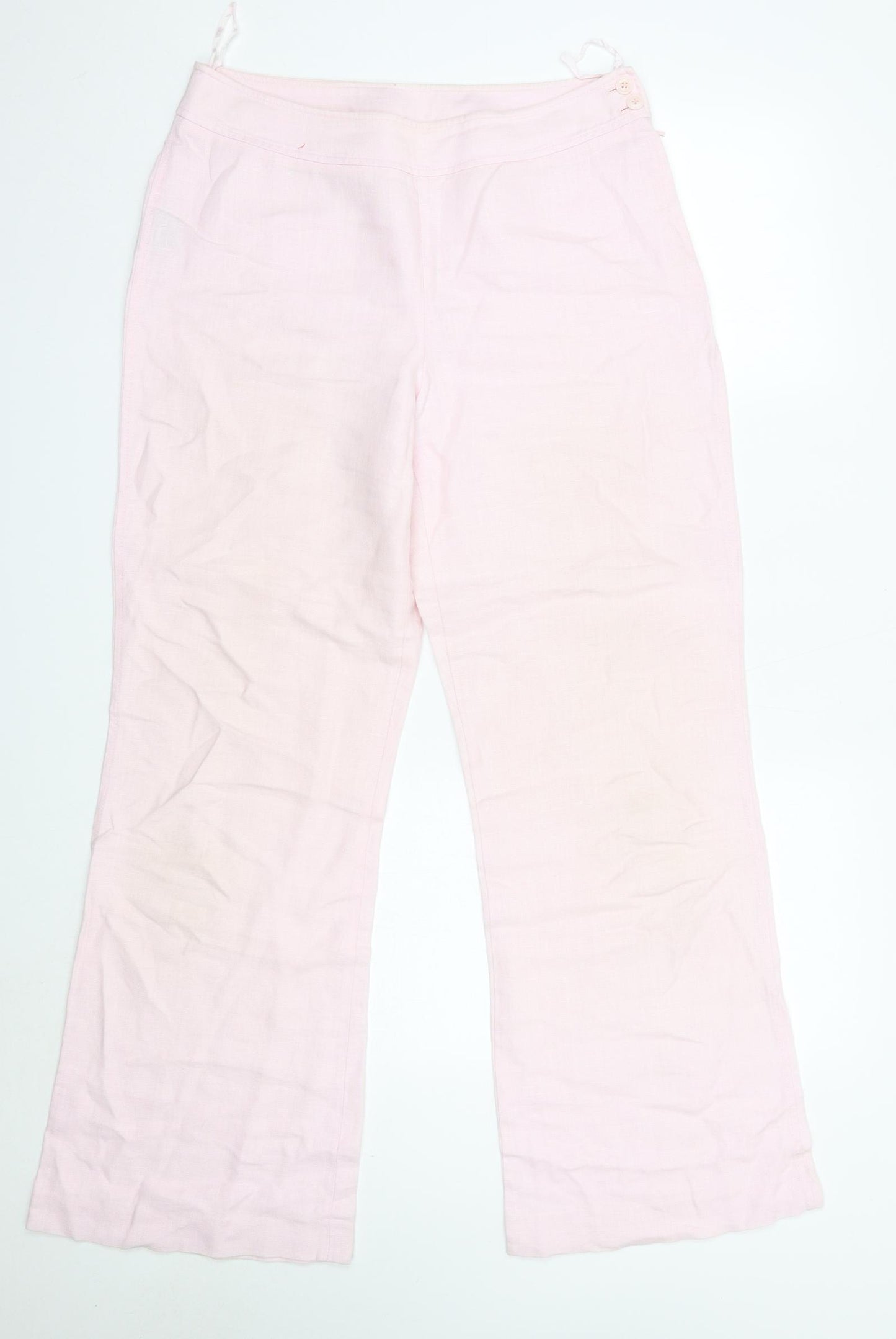 M&S Womens Pink  Linen Trousers  Size 14 L30 in Regular