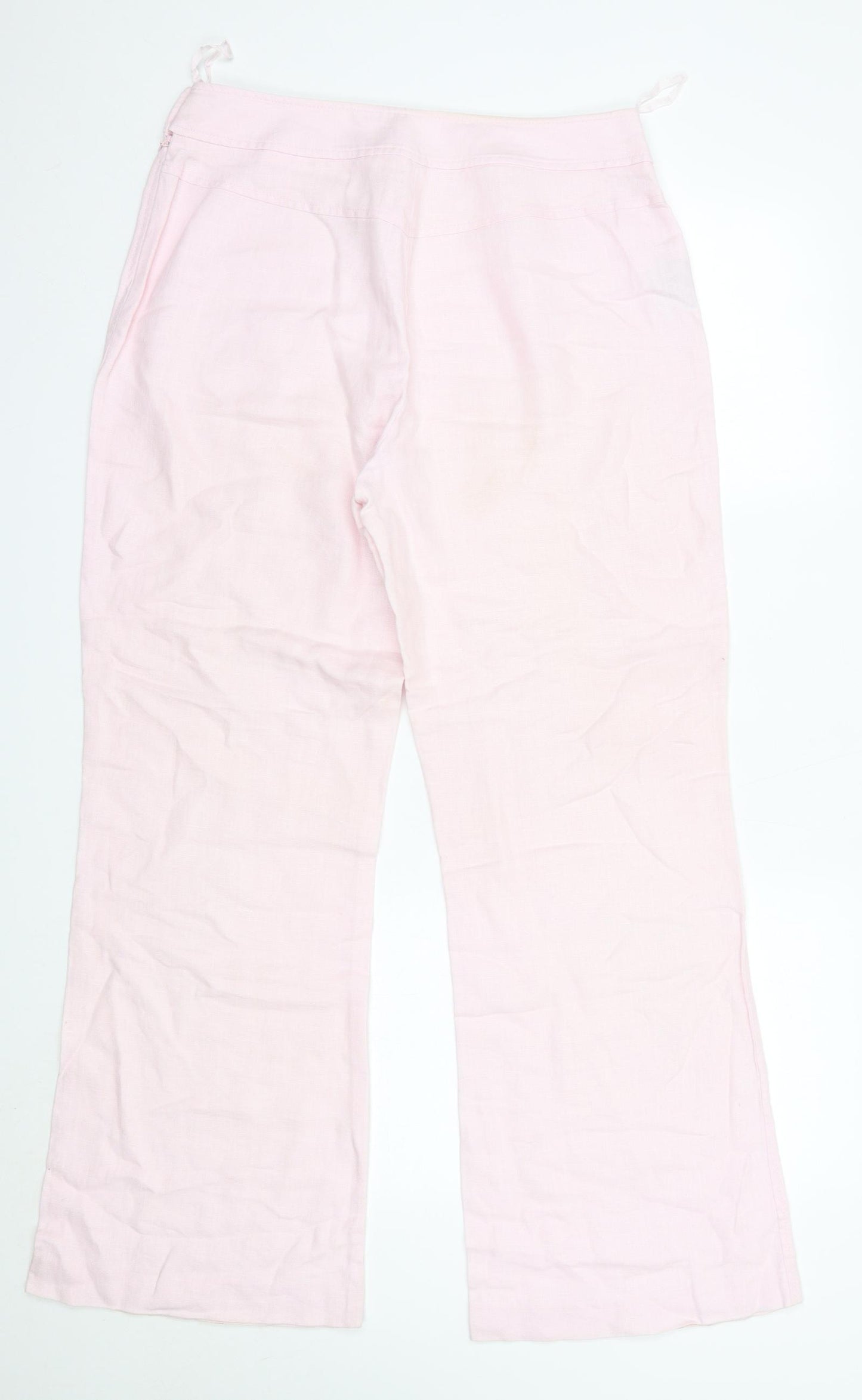 M&S Womens Pink  Linen Trousers  Size 14 L30 in Regular