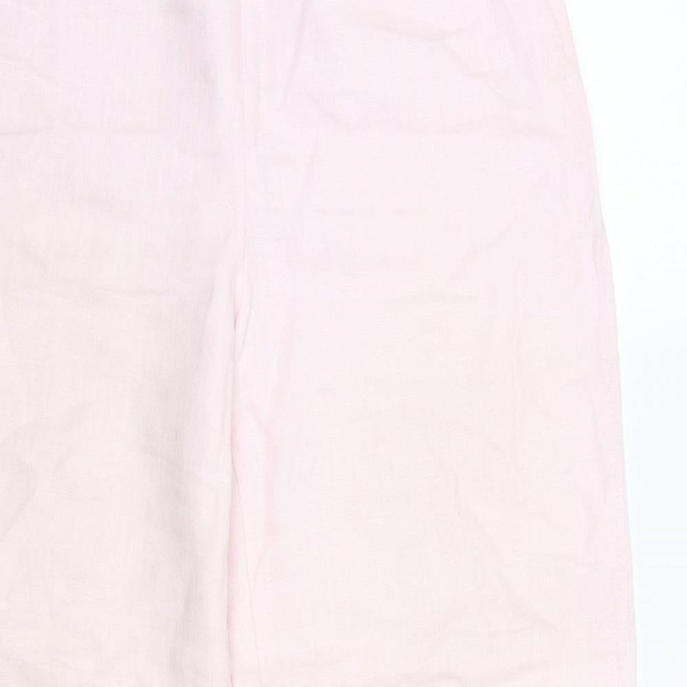 M&S Womens Pink  Linen Trousers  Size 14 L30 in Regular