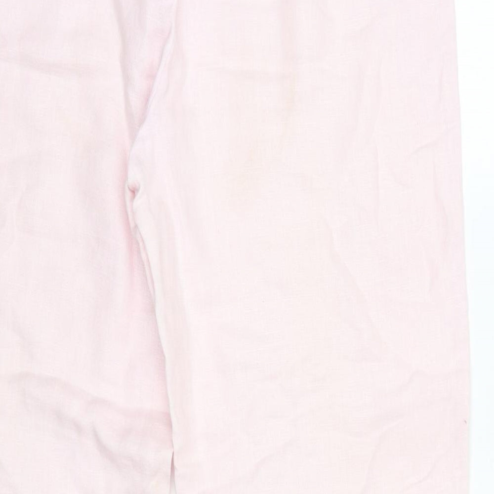 M&S Womens Pink  Linen Trousers  Size 14 L30 in Regular
