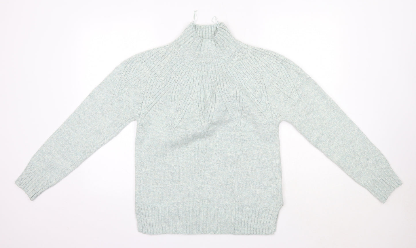 M&S Mens Green High Neck  Acrylic Pullover Jumper Size S