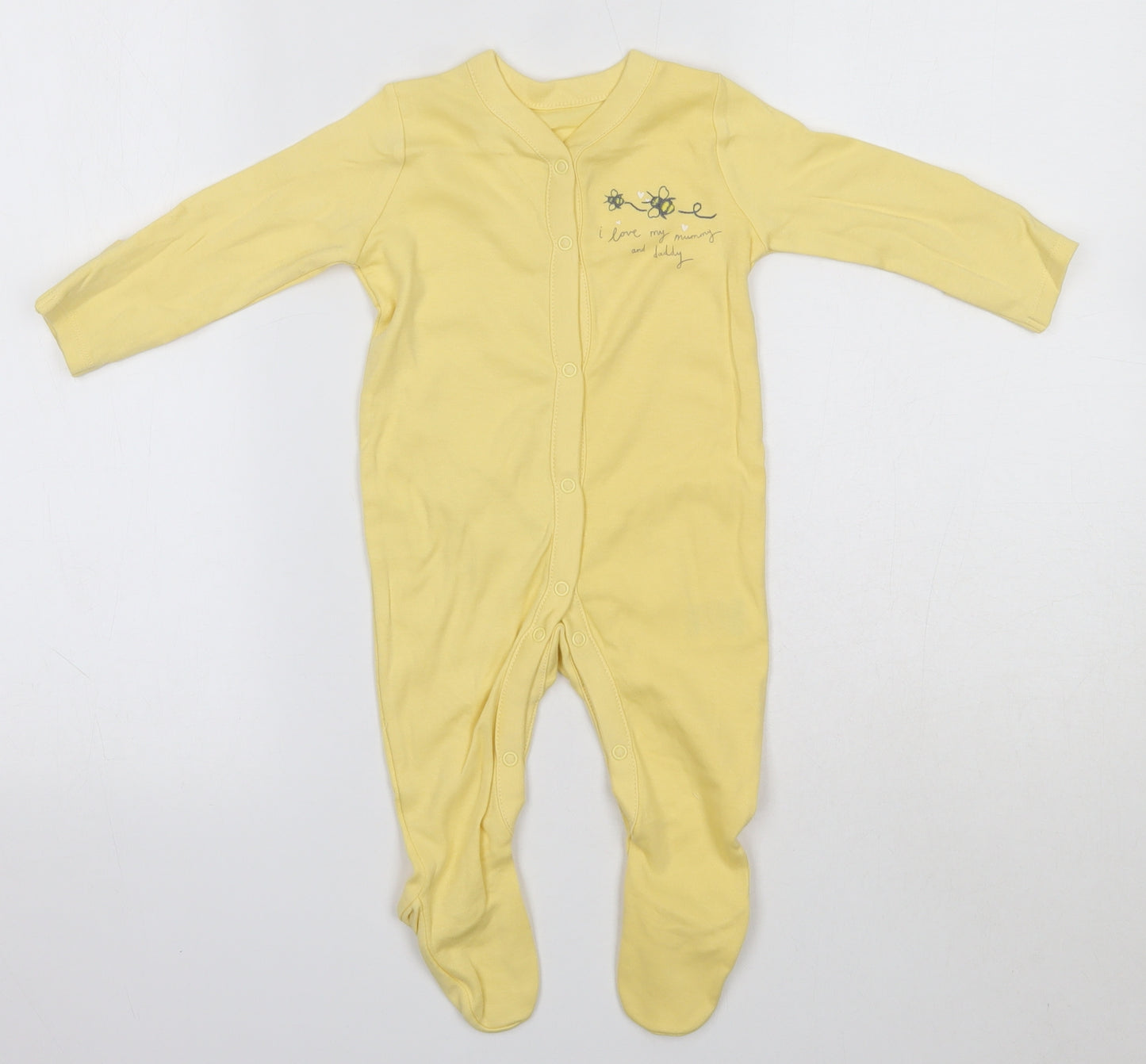 Mothercare Baby Yellow  100% Cotton Babygrow One-Piece Size 3-6 Months