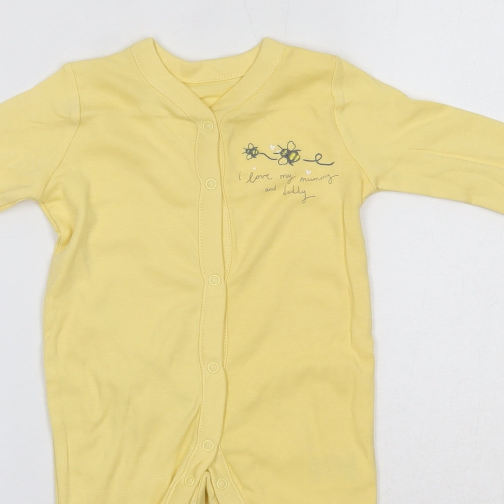 Mothercare Baby Yellow  100% Cotton Babygrow One-Piece Size 3-6 Months