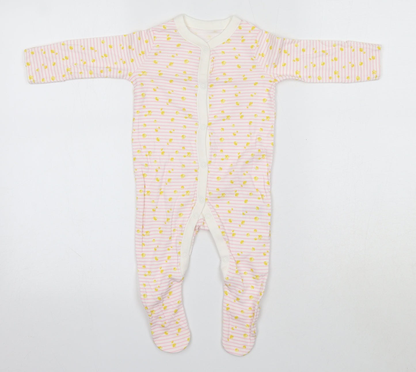 Mothercare Baby Pink Striped 100% Cotton Babygrow One-Piece Size 3-6 Months