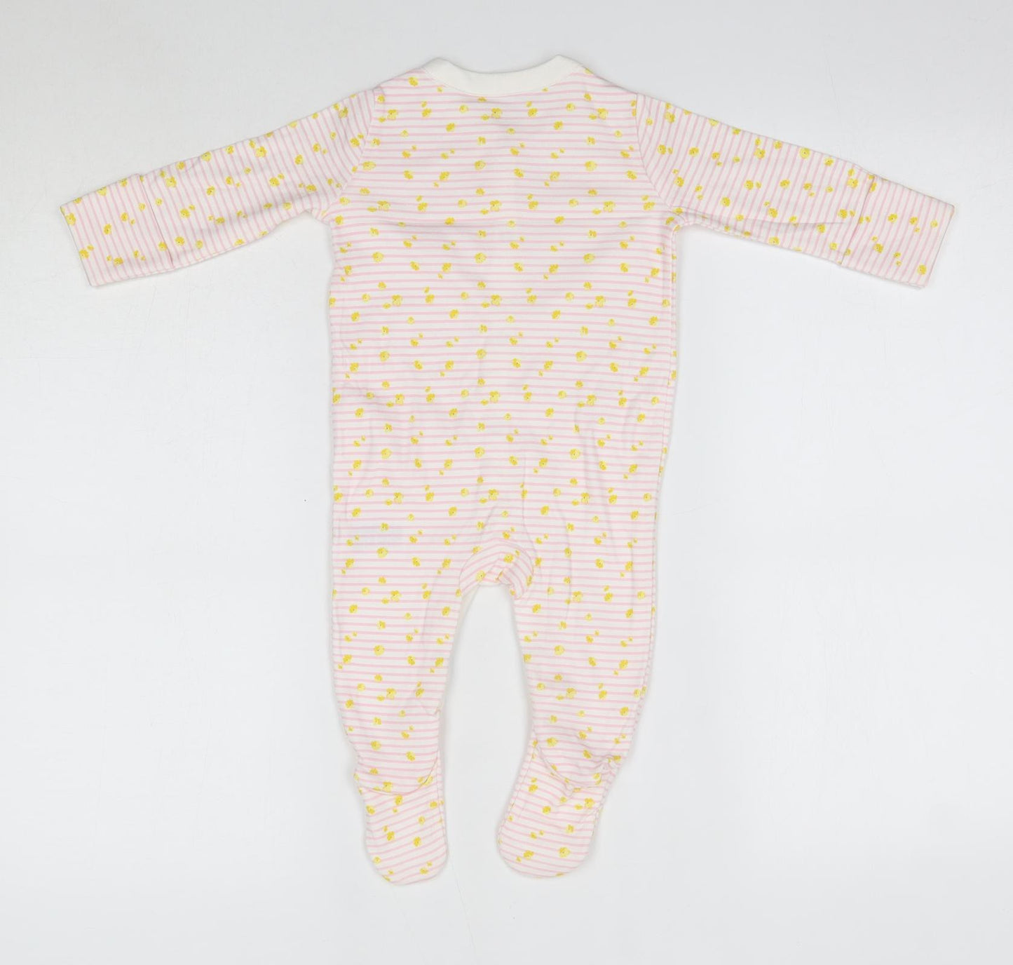 Mothercare Baby Pink Striped 100% Cotton Babygrow One-Piece Size 3-6 Months