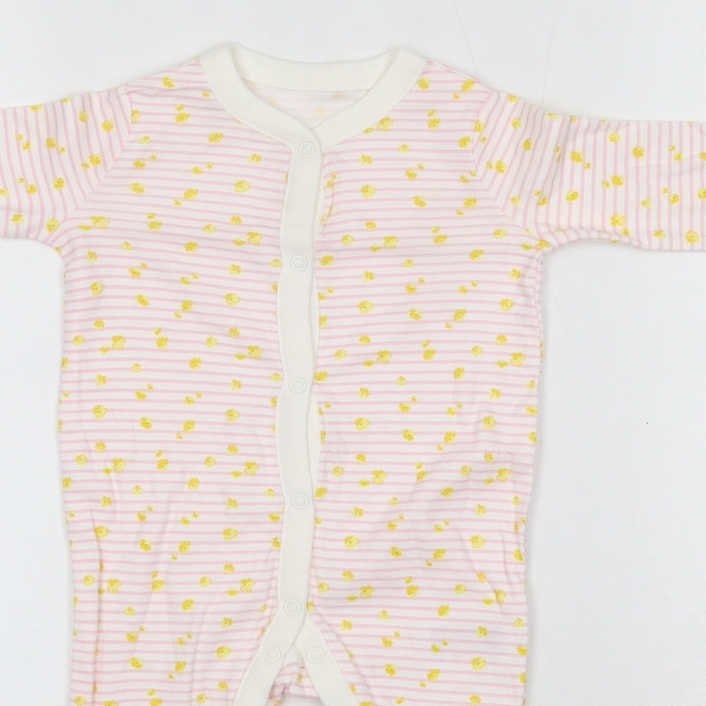 Mothercare Baby Pink Striped 100% Cotton Babygrow One-Piece Size 3-6 Months