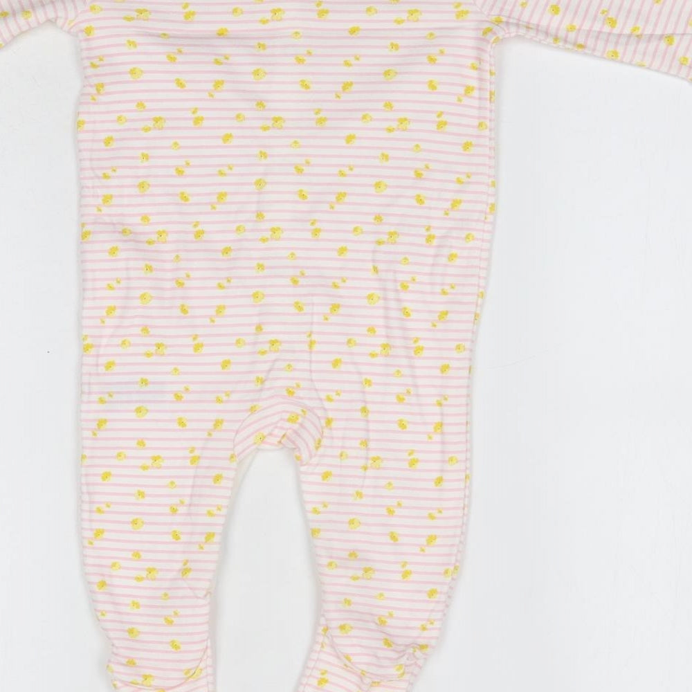 Mothercare Baby Pink Striped 100% Cotton Babygrow One-Piece Size 3-6 Months