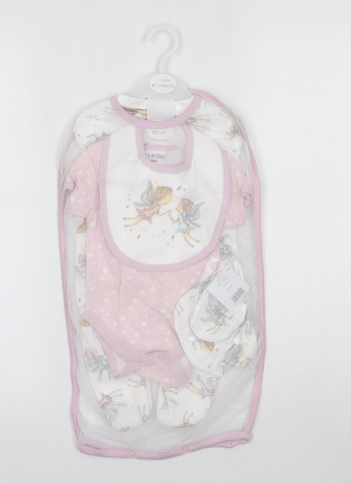 Watch Me Grow Baby Pink  100% Cotton Babygrow One-Piece Size 3-6 Months