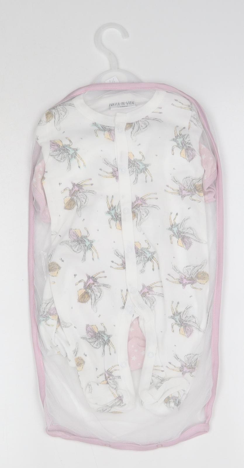 Watch Me Grow Baby Pink  100% Cotton Babygrow One-Piece Size 3-6 Months