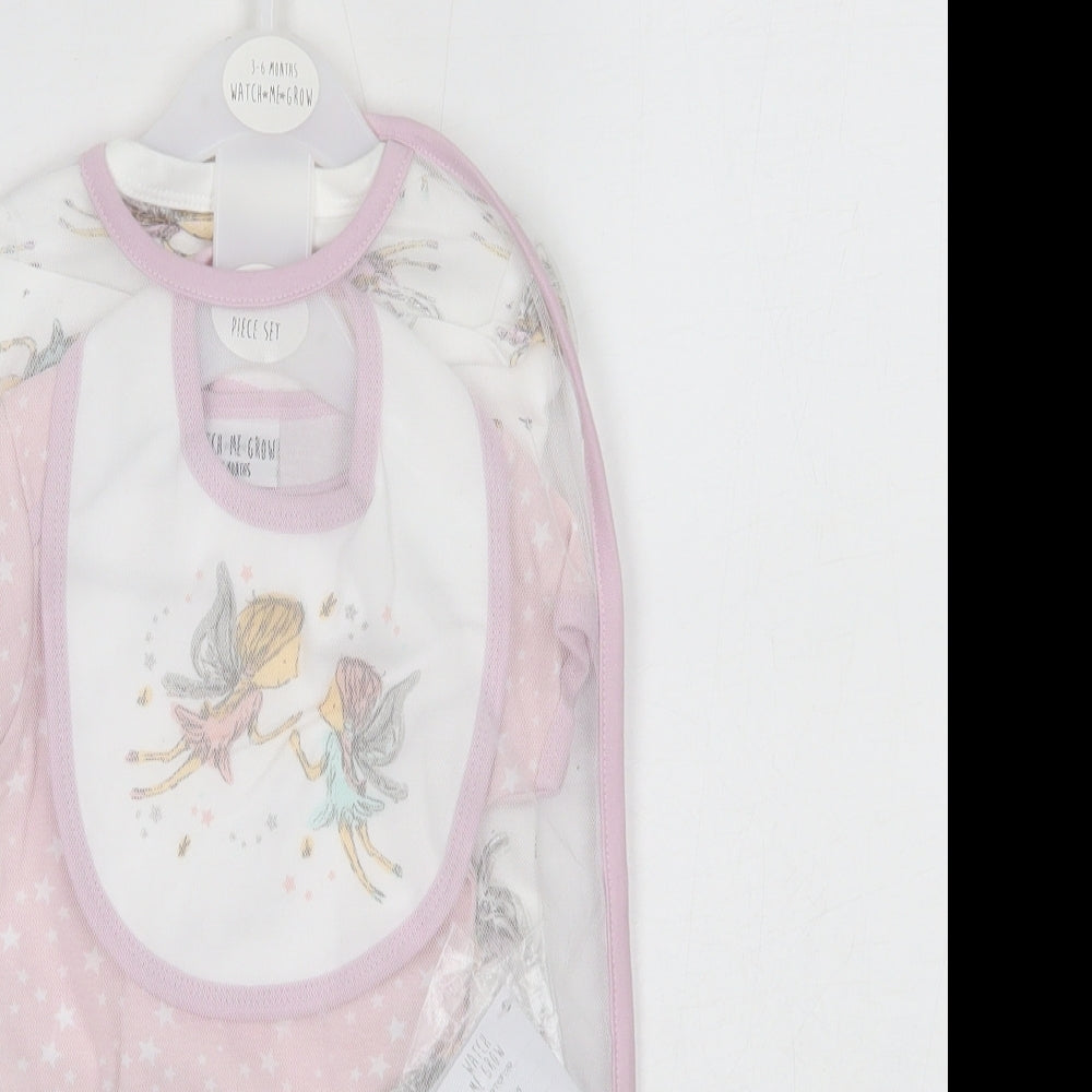 Watch Me Grow Baby Pink  100% Cotton Babygrow One-Piece Size 3-6 Months