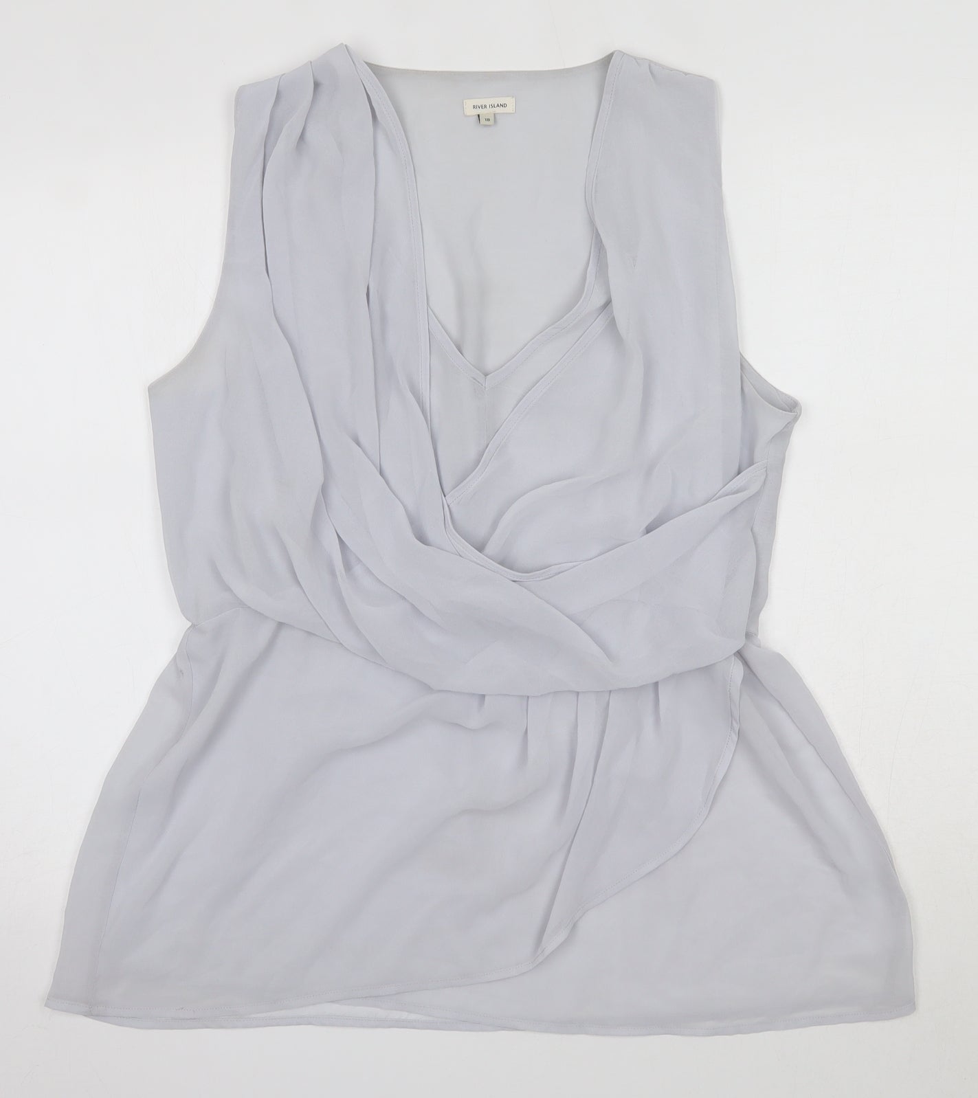 River Island Womens Blue  Polyester Basic Blouse Size 18 Round Neck
