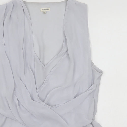 River Island Womens Blue  Polyester Basic Blouse Size 18 Round Neck