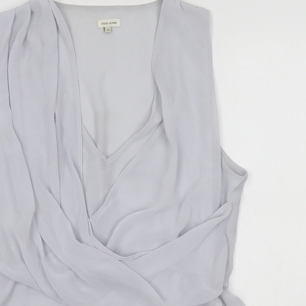 River Island Womens Blue  Polyester Basic Blouse Size 18 Round Neck