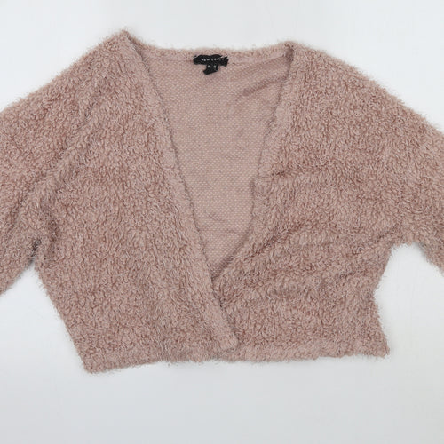 New Look Womens Pink V-Neck  Polyester Cardigan Jumper Size M