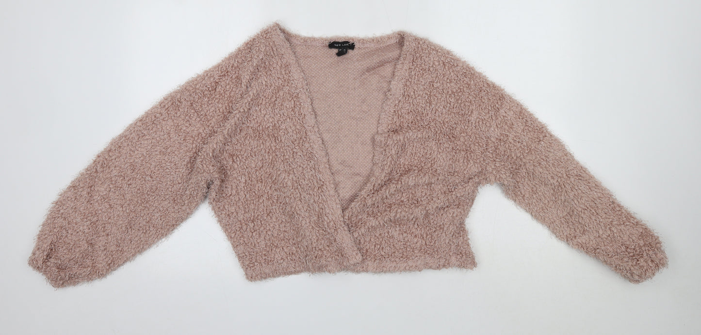 New Look Womens Pink V-Neck  Polyester Cardigan Jumper Size M