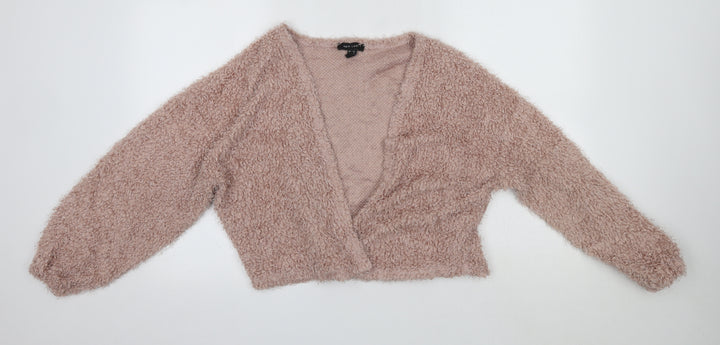 New Look Womens Pink V-Neck  Polyester Cardigan Jumper Size M