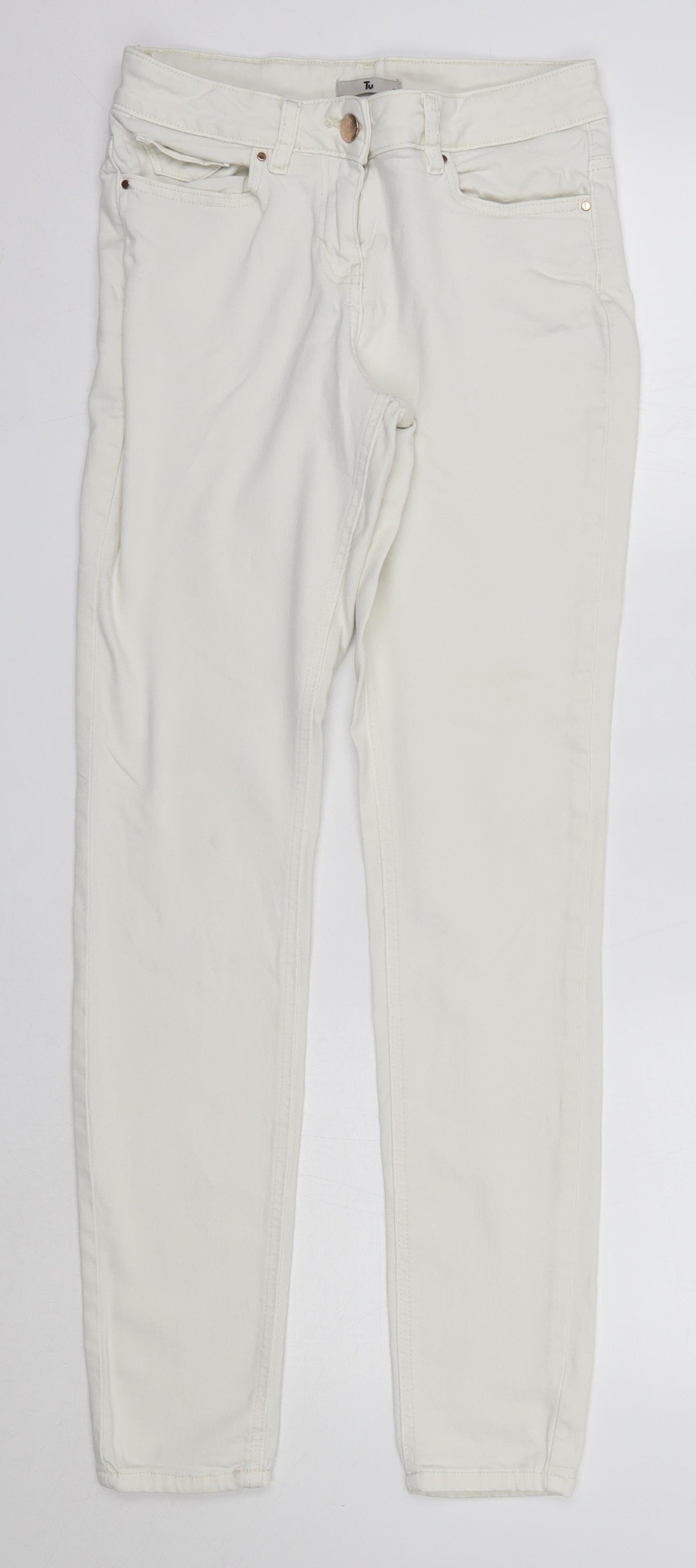 TU Womens Ivory  Cotton Skinny Jeans Size 10 L30 in Regular