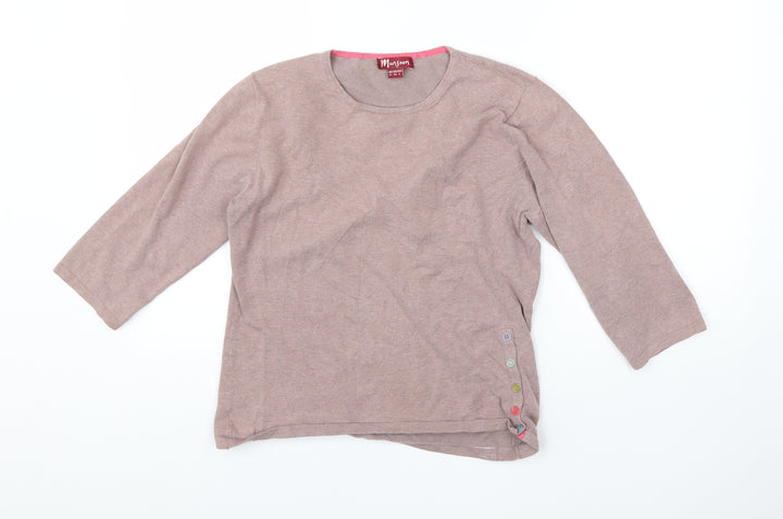 Monsoon Womens Pink Round Neck Cotton Pullover Jumper Size 12