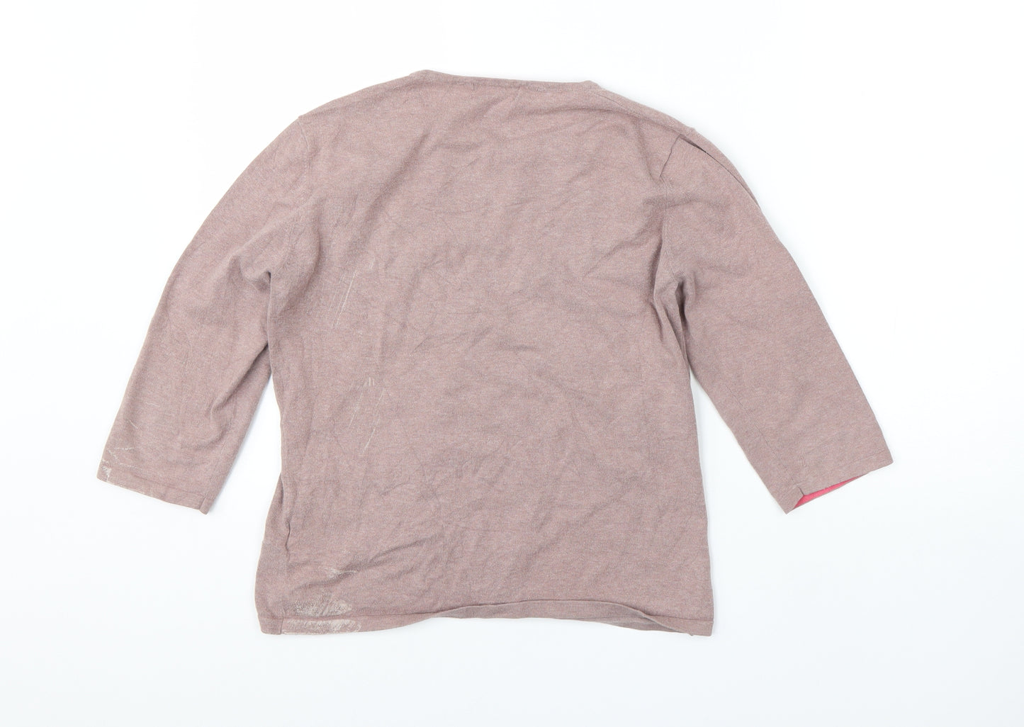 Monsoon Womens Pink Round Neck  Cotton Pullover Jumper Size 12