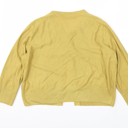 TU Womens Yellow Round Neck  Acrylic Cardigan Jumper Size 16