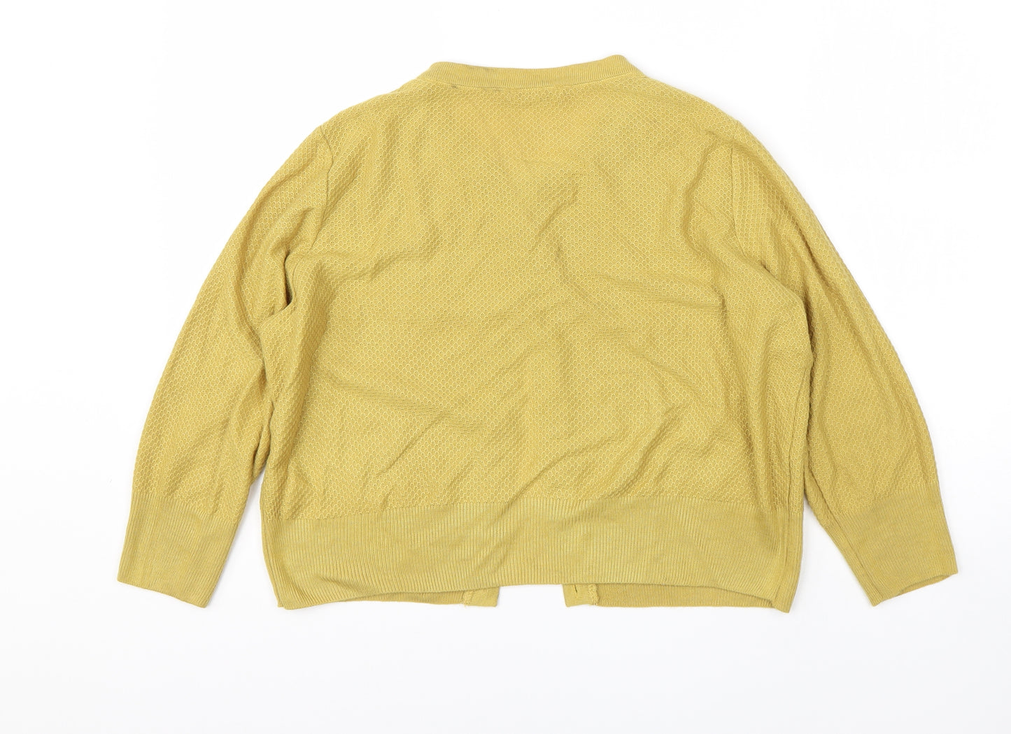TU Womens Yellow Round Neck  Acrylic Cardigan Jumper Size 16