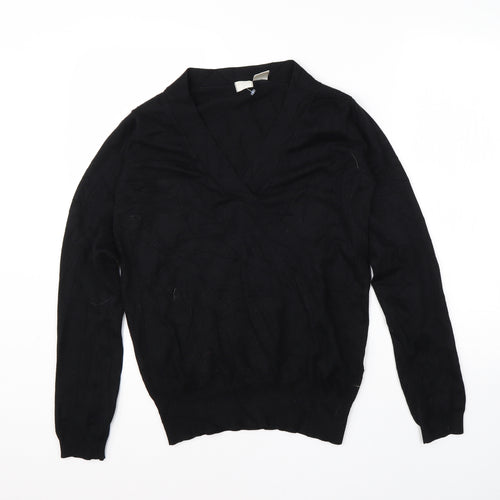Preworn Womens Black V-Neck  Viscose Pullover Jumper Size 12