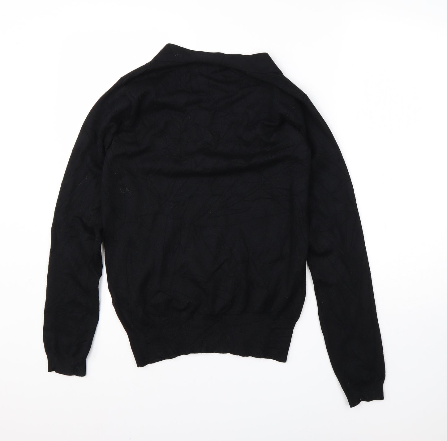 Preworn Womens Black V-Neck  Viscose Pullover Jumper Size 12