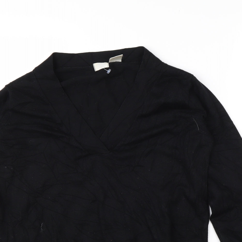 Preworn Womens Black V-Neck  Viscose Pullover Jumper Size 12