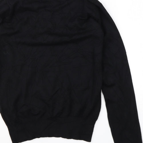 Preworn Womens Black V-Neck  Viscose Pullover Jumper Size 12