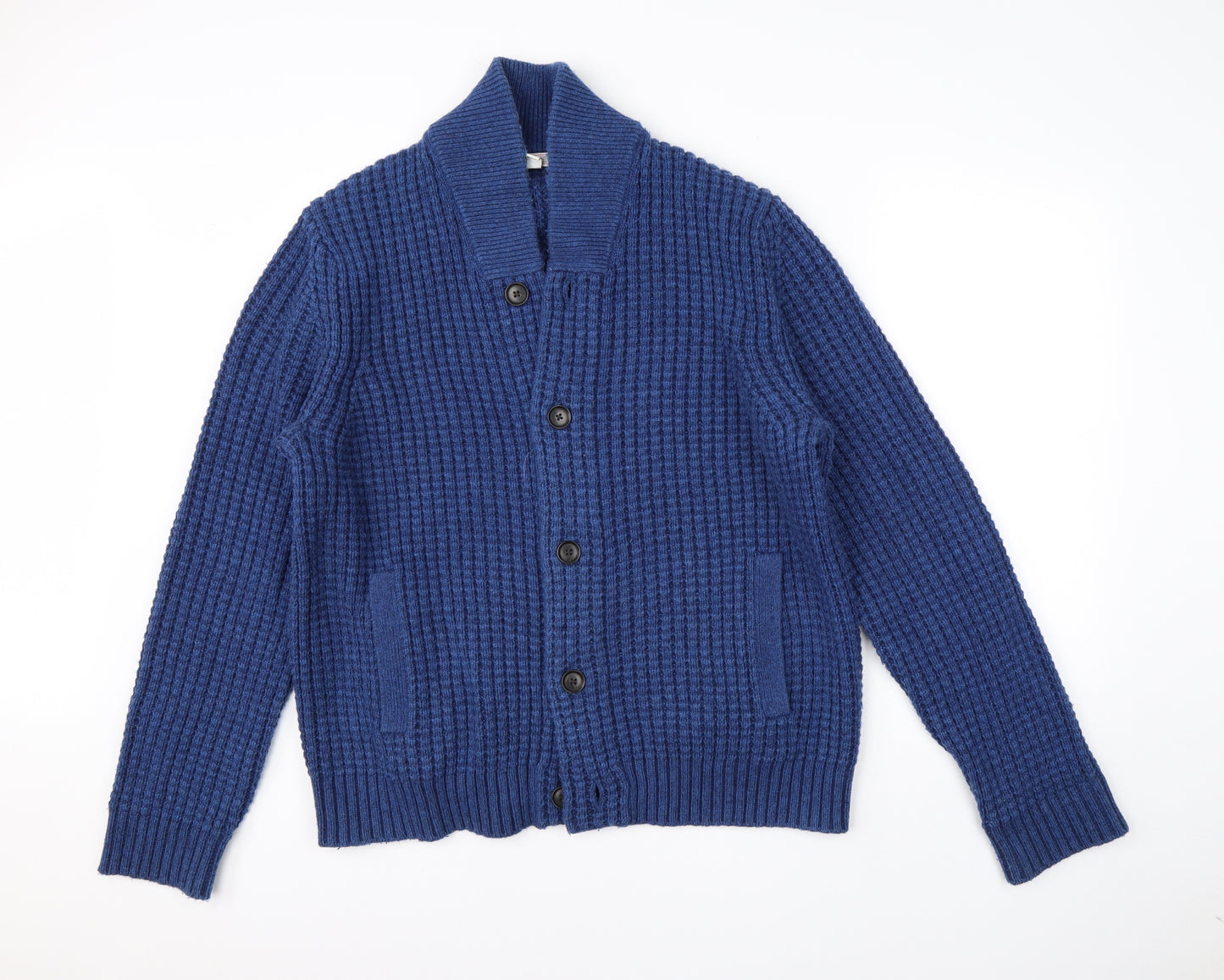 Gap Mens Blue High Neck  Wool Cardigan Jumper Size XL
