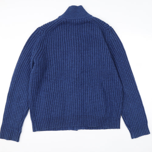 Gap Mens Blue High Neck  Wool Cardigan Jumper Size XL