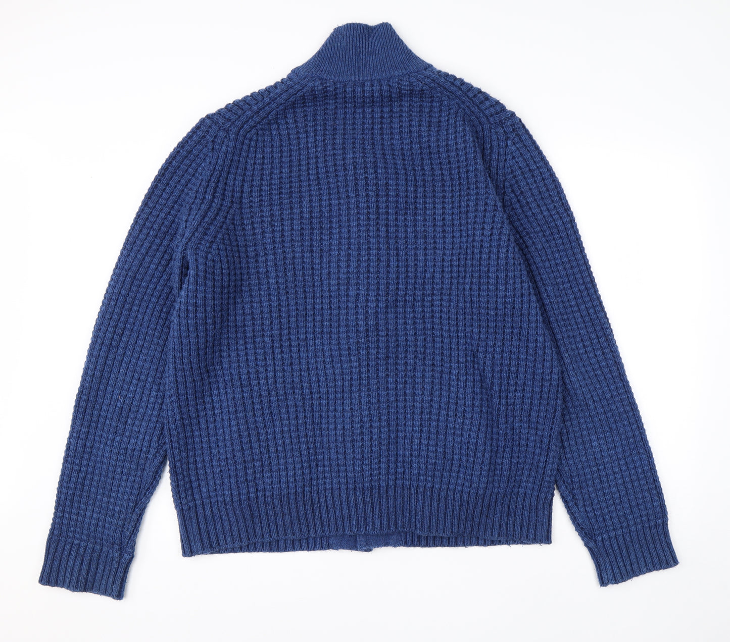 Gap Mens Blue High Neck  Wool Cardigan Jumper Size XL