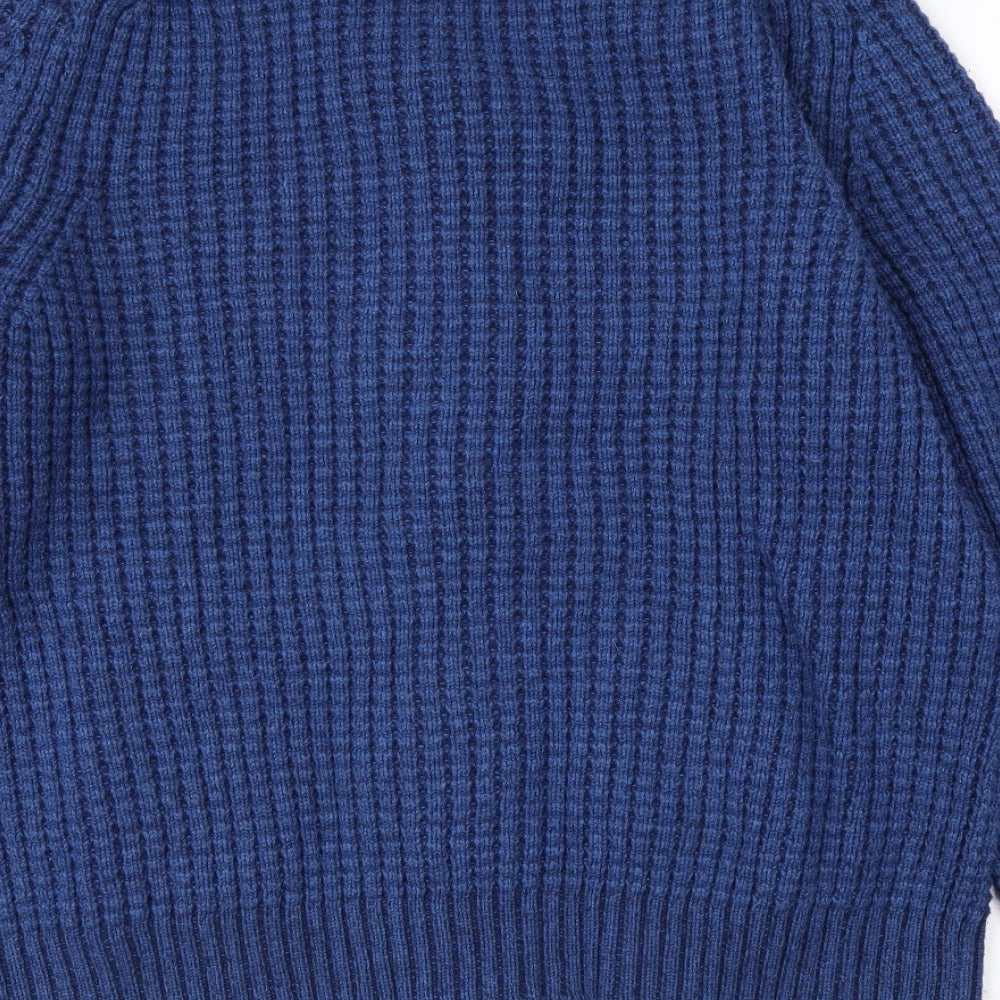 Gap Mens Blue High Neck  Wool Cardigan Jumper Size XL