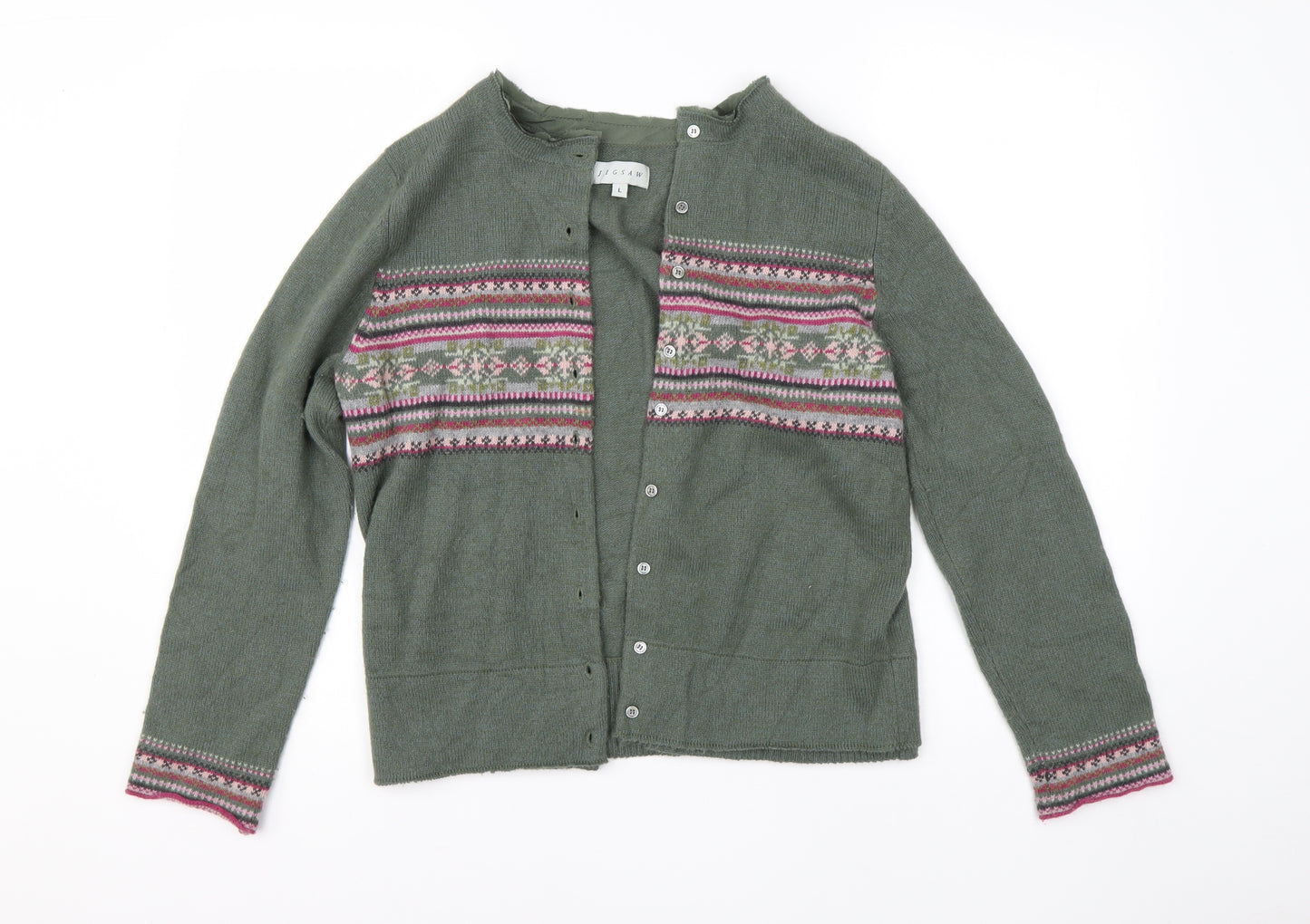 Jigsaw Womens Green Round Neck  Wool Pullover Jumper Size L