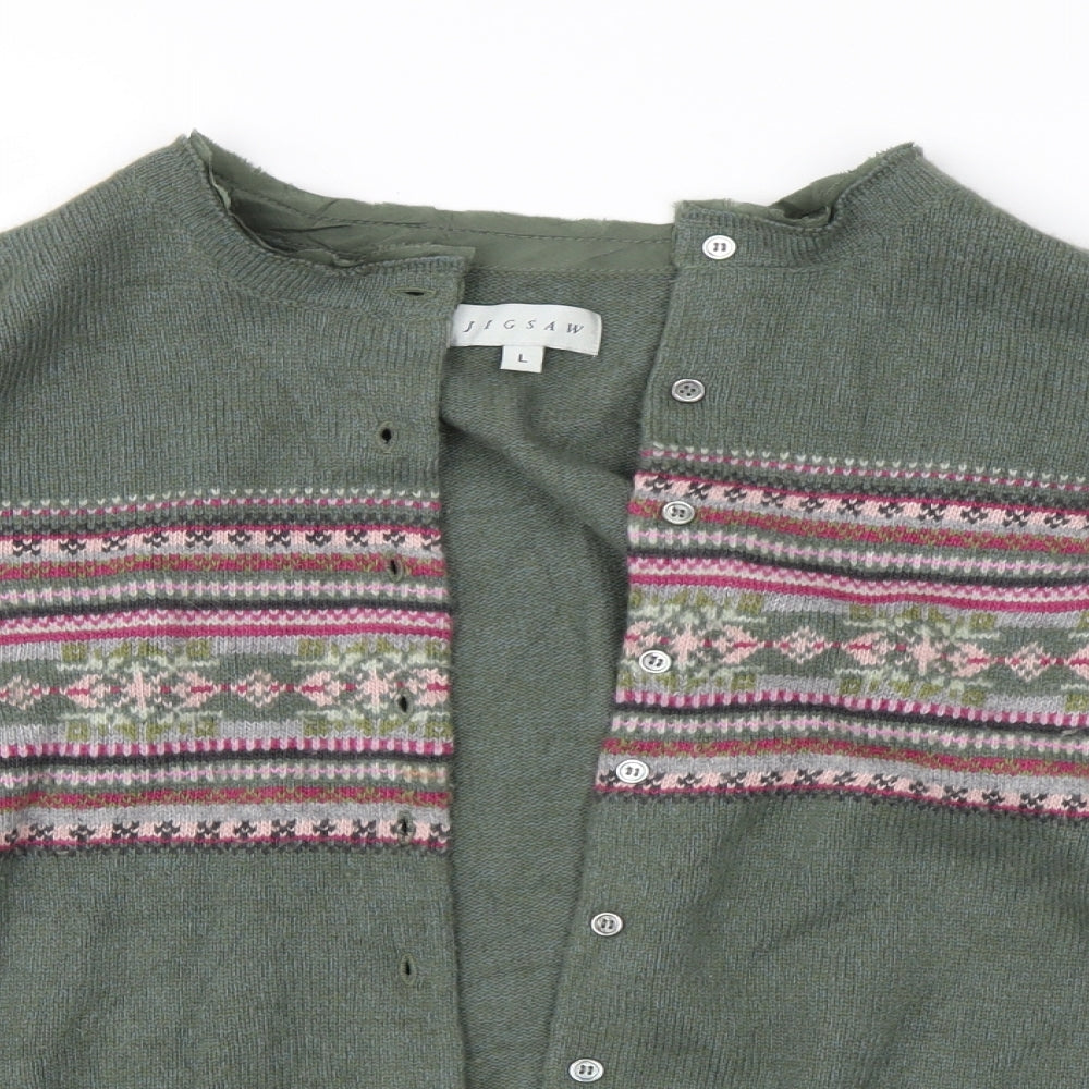 Jigsaw Womens Green Round Neck  Wool Pullover Jumper Size L