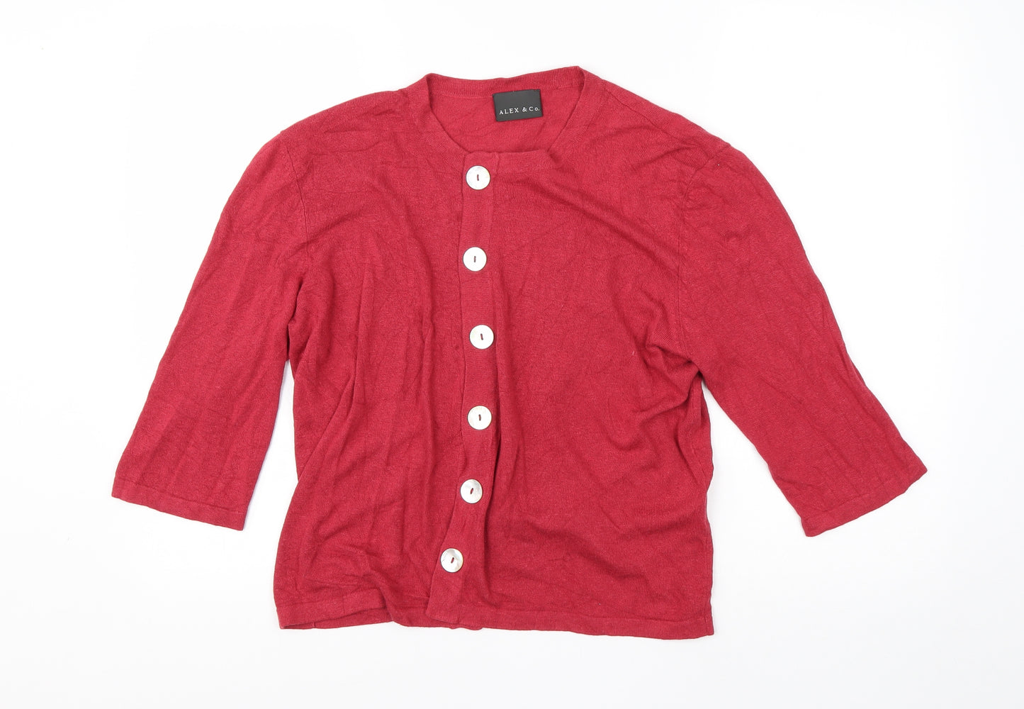 Alex & Co. Womens Red Round Neck  Viscose Cardigan Jumper Size 18