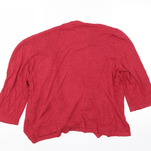 Alex & Co. Womens Red Round Neck  Viscose Cardigan Jumper Size 18