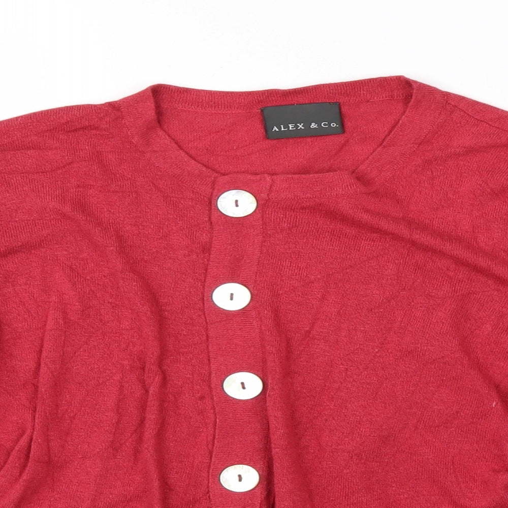 Alex & Co. Womens Red Round Neck  Viscose Cardigan Jumper Size 18