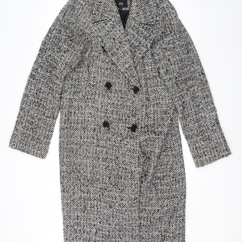 River Island Womens Black Striped  Overcoat Coat Size 10