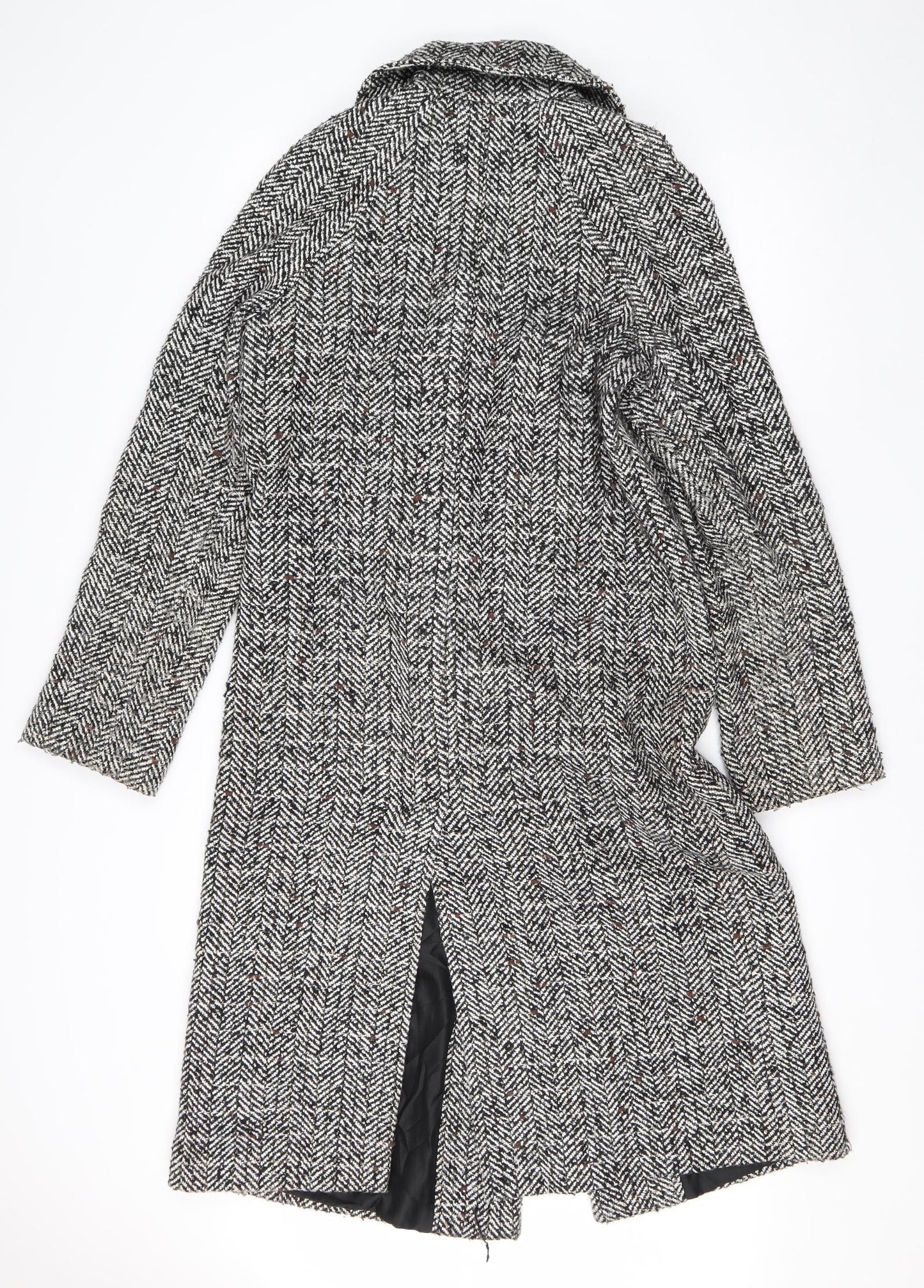 River Island Womens Black Striped  Overcoat Coat Size 10