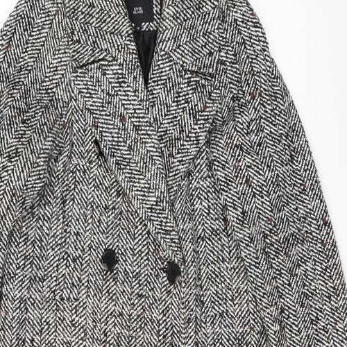 River Island Womens Black Striped  Overcoat Coat Size 10