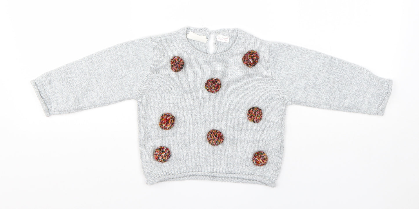Zara Girls Grey  Acrylic Pullover Jumper Size 12-18 Months
