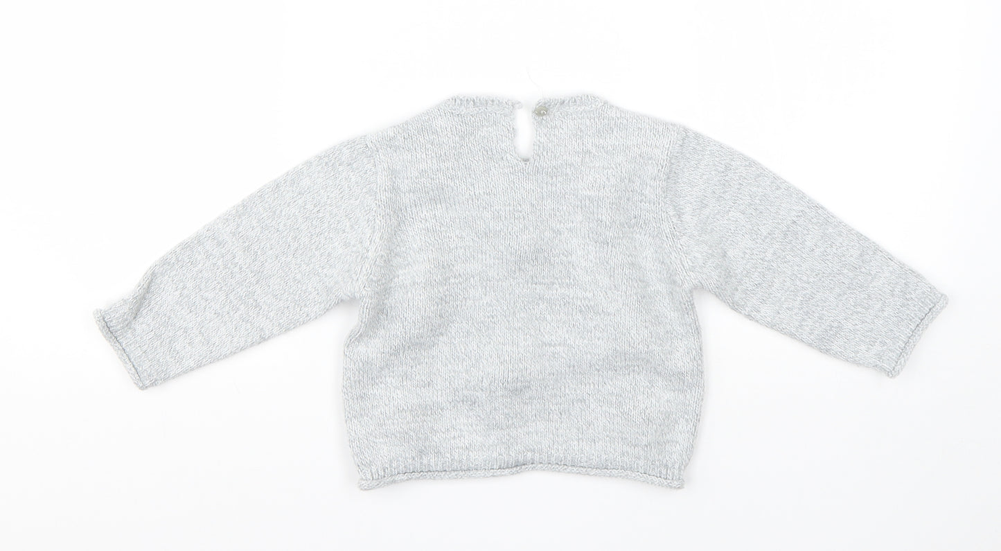 Zara Girls Grey  Acrylic Pullover Jumper Size 12-18 Months