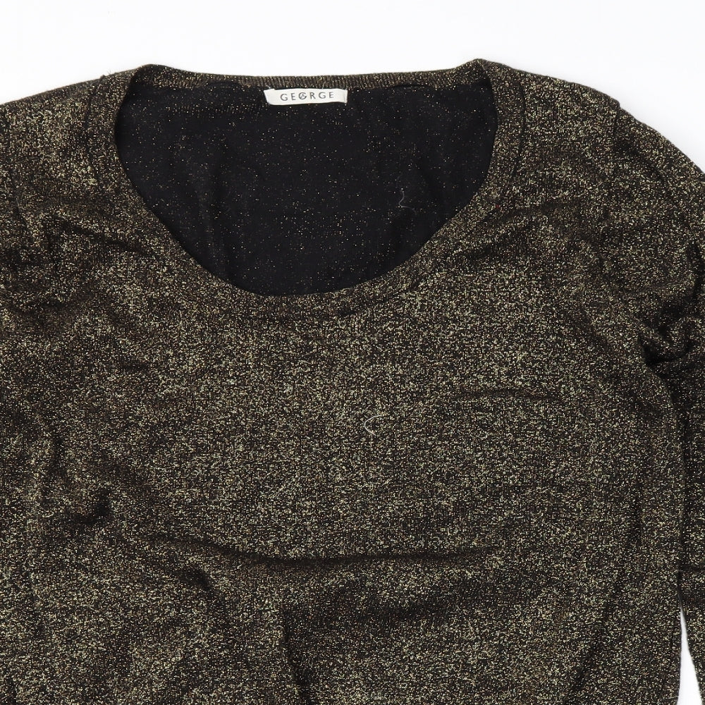 George Womens Gold Round Neck  Cotton Pullover Jumper Size 20