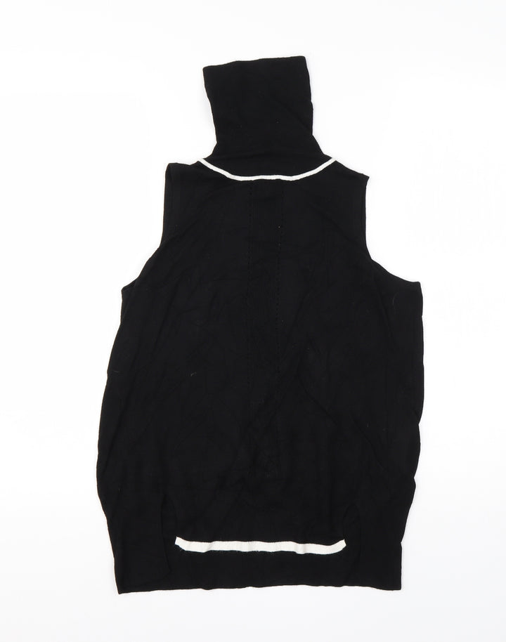 River Island Womens Black Roll Neck  Viscose Vest Jumper Size 8