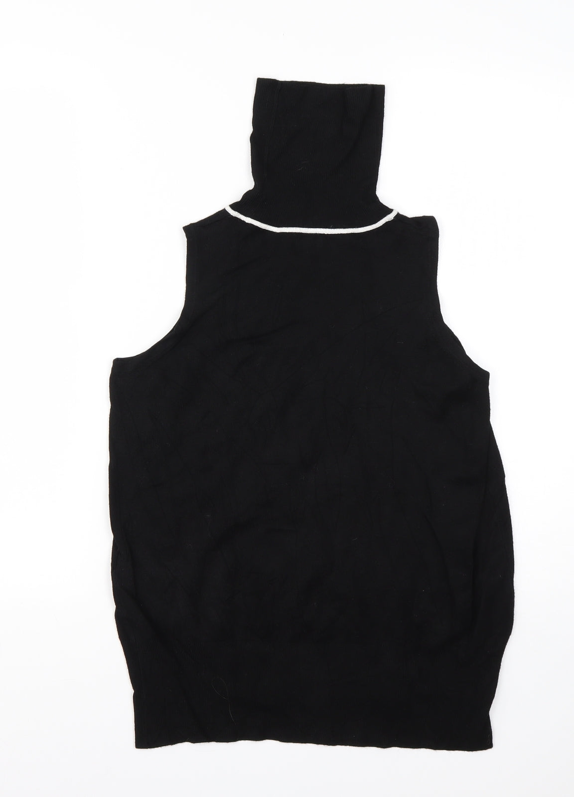 River Island Womens Black Roll Neck  Viscose Vest Jumper Size 8