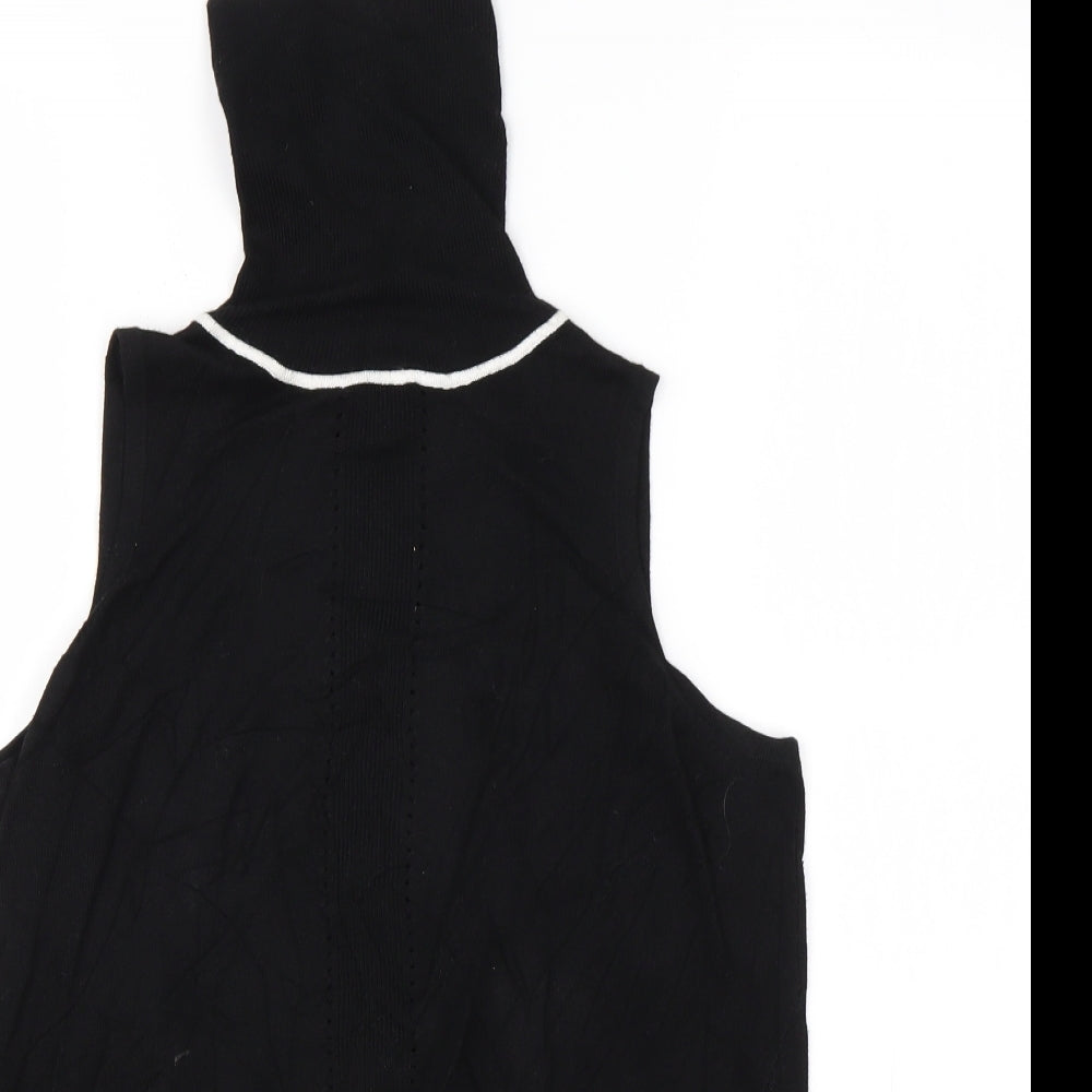 River Island Womens Black Roll Neck  Viscose Vest Jumper Size 8