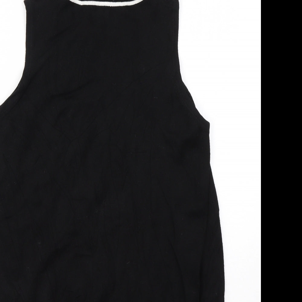 River Island Womens Black Roll Neck  Viscose Vest Jumper Size 8